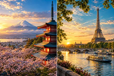 Tours & tickets · AI-generated illustrations, not actual photographs of destinations or hotels.